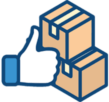 A mover giving a thumbs up to a stack of boxes representing residential moving.