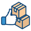 A mover giving a thumbs up to a stack of boxes for residential moving.