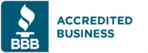 The bbb logo with the words accredited business.