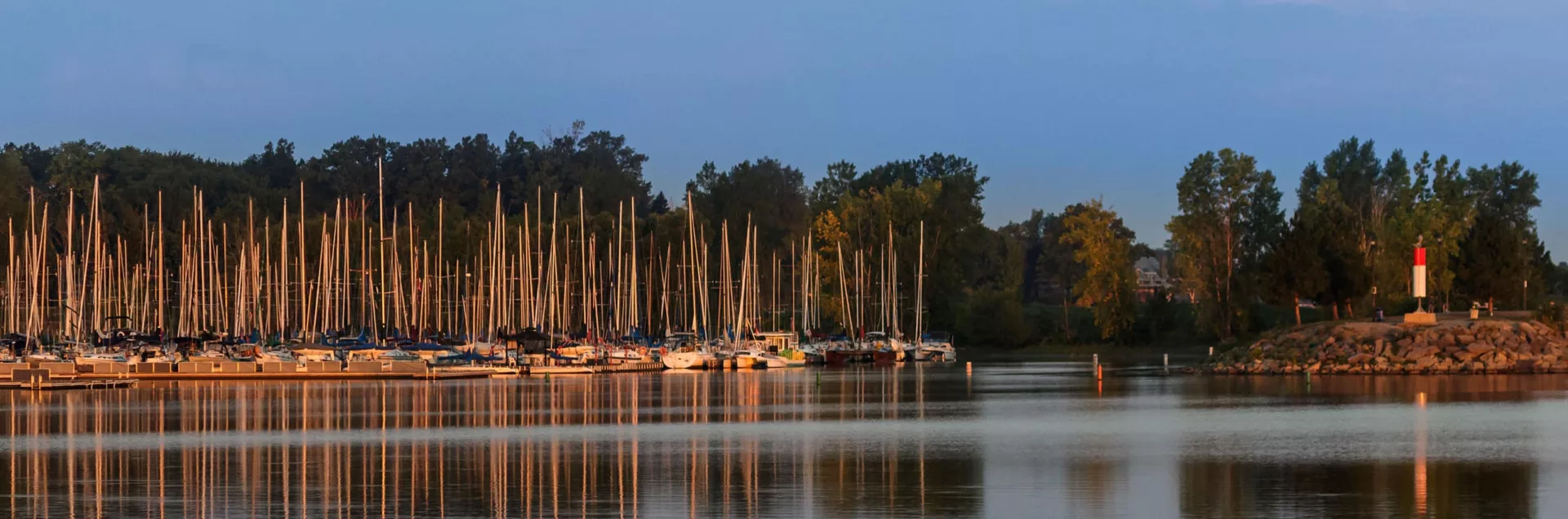 A group of sailboats moored in Nepean.