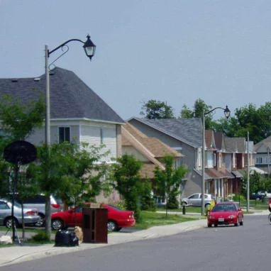 A street in a residential neighborhood located in Barrhaven.