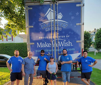 The team at Parkview Moving proudly supporting the Make-A-Wish Foundation.