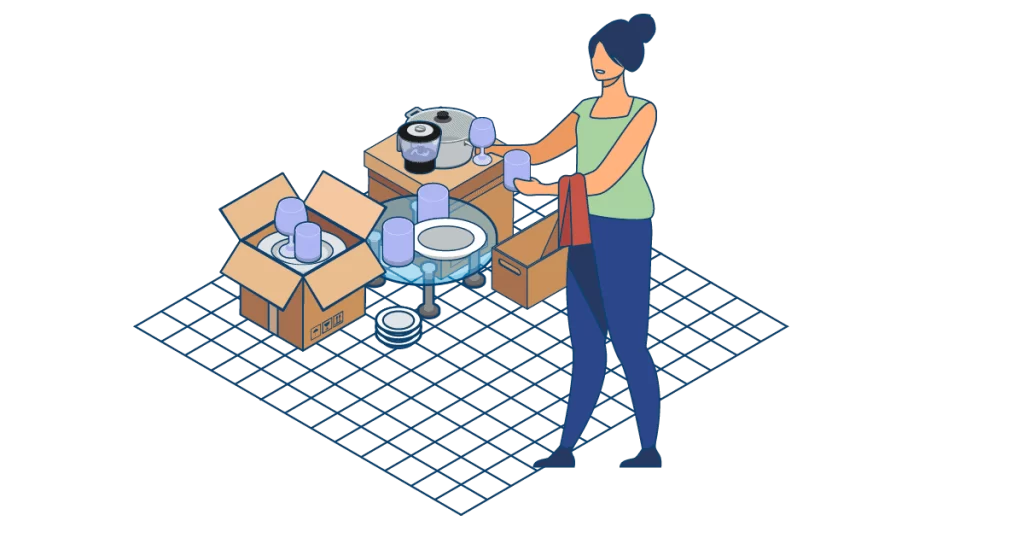 A woman inspects her glassware for any signs of chips.