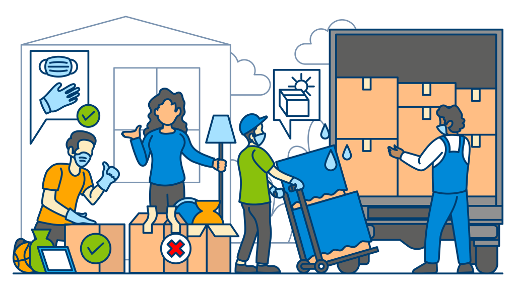 Professional movers are ensuring your boxes stay safe and dry.