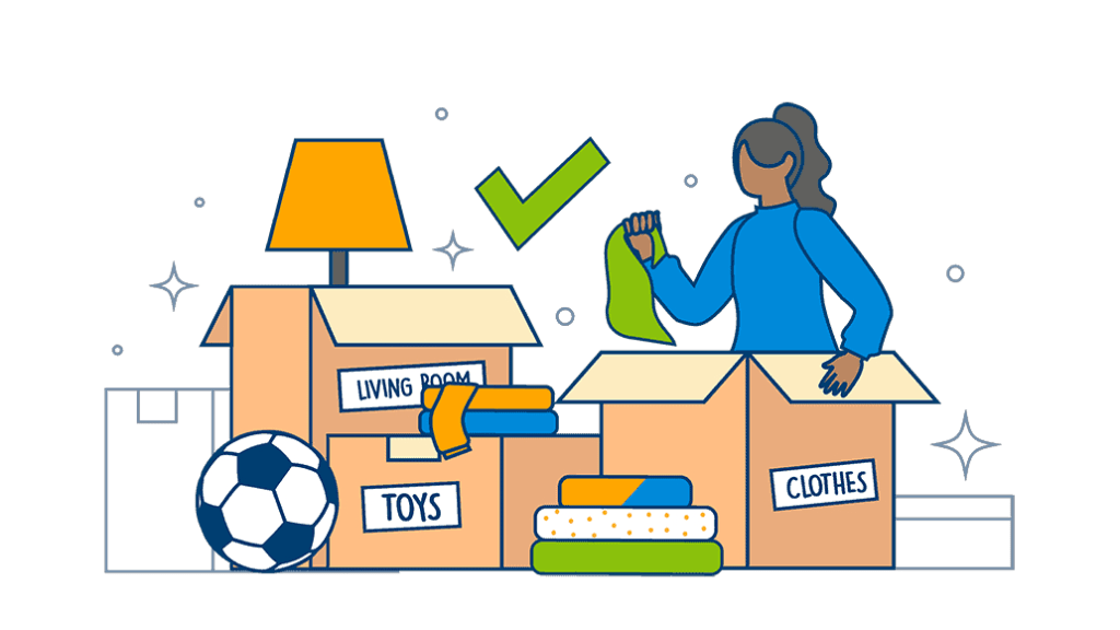 A woman skillfully packs her belongings, optimizing space and organization for her upcoming move.
