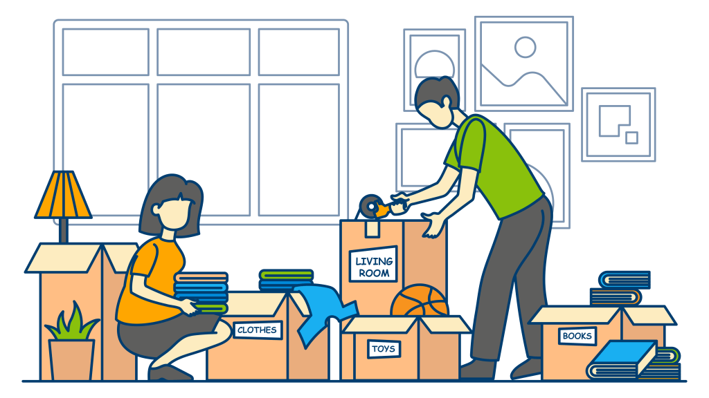 A couple uses the right boxes during their move.